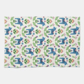 Linge De Cuisine Dala suédois Chevaux bleu (Horizontal)