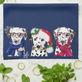 Linge De Cuisine Dalmatiens de Noël (Plié)