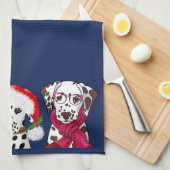Linge De Cuisine Dalmatiens de Noël (Quart Plié)