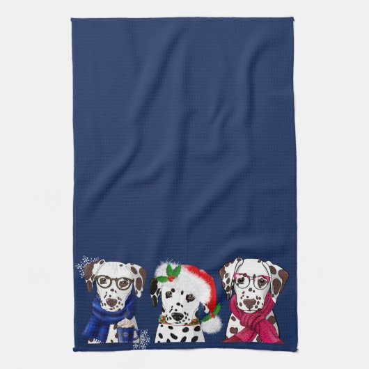 Linge De Cuisine Dalmatiens de Noël (Vertical)