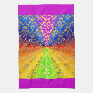 Linge De Cuisine Damas arc-en-ciel d'or