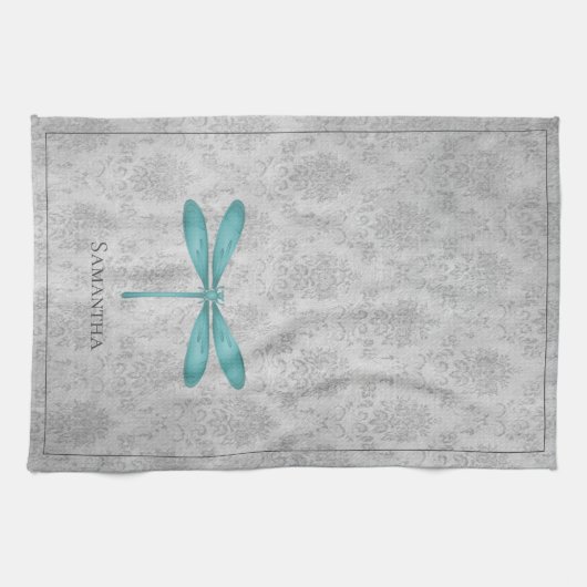 Linge De Cuisine Damas de libellule turquoise (Horizontal)