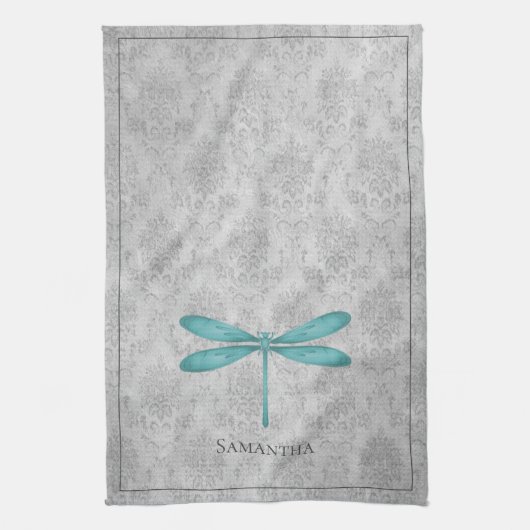 Linge De Cuisine Damas de libellule turquoise (Vertical)