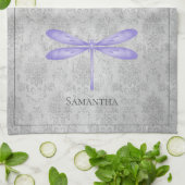 Linge De Cuisine Damas de libellule violette (Plié)