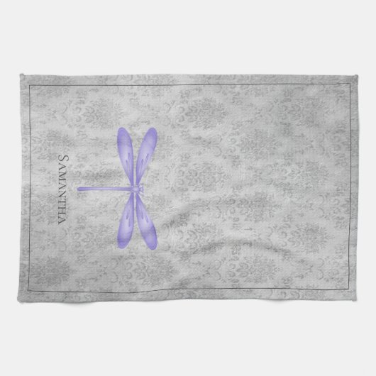 Linge De Cuisine Damas de libellule violette (Horizontal)