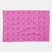 Linge De Cuisine Damas médiéval Fleur de lis, magenta et blanc (Horizontal)