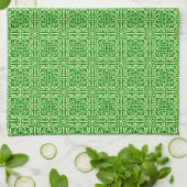 Linge De Cuisine Damas médiéval Fleur de lis, vert de pin foncé (Plié)