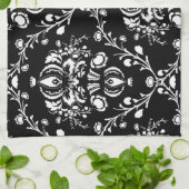 Linge De Cuisine Damas noir et blanc (Plié)