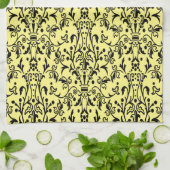 Linge De Cuisine Damas noir et jaune (Plié)