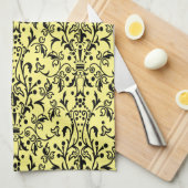 Linge De Cuisine Damas noir et jaune (Quart Plié)
