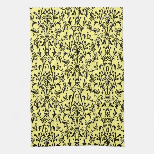 Linge De Cuisine Damas noir et jaune (Vertical)