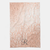 Linge De Cuisine Damas or rose monogrammé  (Vertical)
