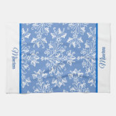 Linge De Cuisine Damask blanc avec bordure modifiable (Horizontal)