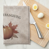 Linge De Cuisine Damask, Citrouille de Thanksgiving | Brun (Quart Plié)