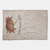 Linge De Cuisine Damask, Citrouille de Thanksgiving | Brun (Horizontal)