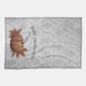 Linge De Cuisine Damask, Citrouille de Thanksgiving | Gris (Horizontal)
