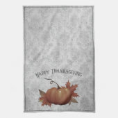 Linge De Cuisine Damask, Citrouille de Thanksgiving | Gris (Vertical)