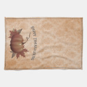 Linge De Cuisine Damask, Citrouille de Thanksgiving | Orange (Horizontal)