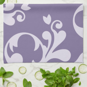 Linge De Cuisine Damask Patch, Purple Damask, Français Damask