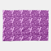 Linge De Cuisine Damassé florale d'Ikat - orchidée et pourpre (Horizontal)