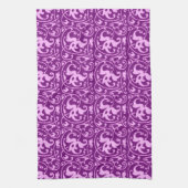 Linge De Cuisine Damassé florale d'Ikat - orchidée et pourpre (Vertical)
