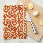 Linge De Cuisine Damassé maure d'Ikat - mandarine (Quart Plié)