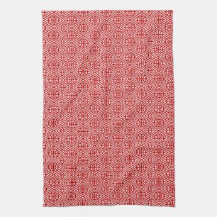 Linge De Cuisine Damassé médiévale Fleur-De-lis, rouge et blanc