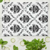 Linge De Cuisine Damassé noir traditionnel (Plié)