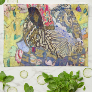 Linge De Cuisine Dame avec ventilateur par Gustav Klimt, Japonisme 