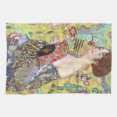 Linge De Cuisine Dame avec ventilateur par Gustav Klimt, Japonisme (Horizontal)