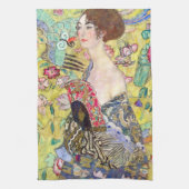 Linge De Cuisine Dame avec ventilateur par Gustav Klimt, Japonisme (Vertical)