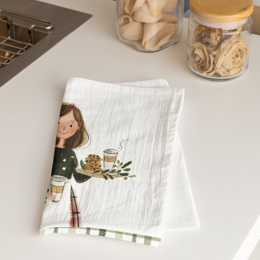 Linge De Cuisine Dame de la pâtisserie de Noël avec chat Personnali