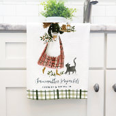 Linge De Cuisine Dame de la pâtisserie de Noël avec chat Personnali