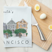 Linge De Cuisine Dames peintes San Francisco (Quart Plié)