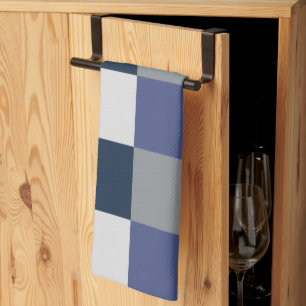 Linge De Cuisine Damier Bleu Marine Gris Blanc