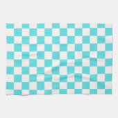 Linge De Cuisine Damier bleu turquoise visuel classique  (Horizontal)