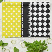 Linge De Cuisine Damier jaune de point (Plié)