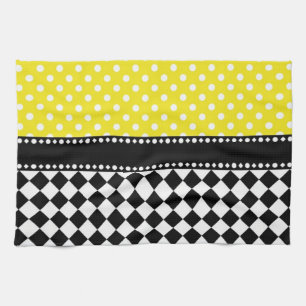 Linge De Cuisine Damier jaune de point