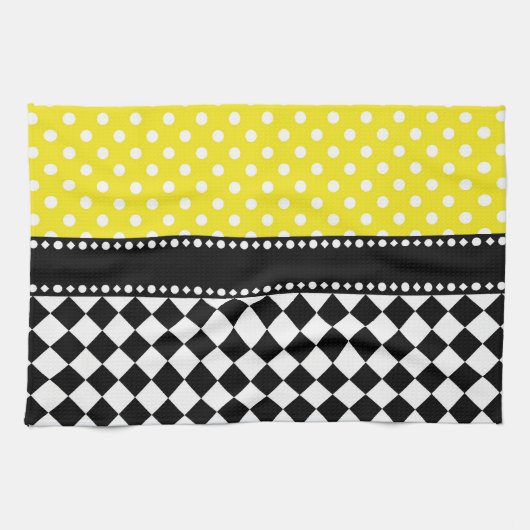Linge De Cuisine Damier jaune de point (Horizontal)