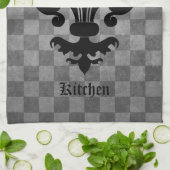 Linge De Cuisine damier médiéval fleur de lis (Plié)