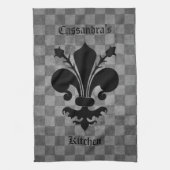 Linge De Cuisine damier médiéval fleur de lis (Vertical)