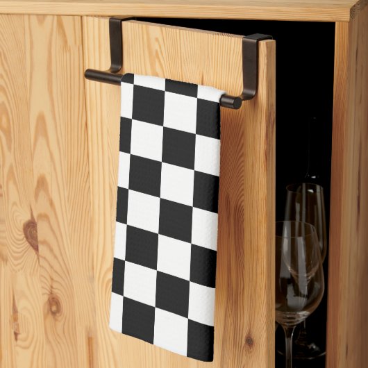 Linge De Cuisine Damier noir classique (Pliage en tiers)