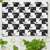 Linge De Cuisine Damier noir et blanc Weimaraner (Plié)
