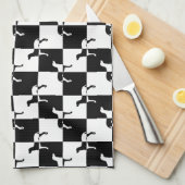 Linge De Cuisine Damier noir et blanc Weimaraner (Quart Plié)