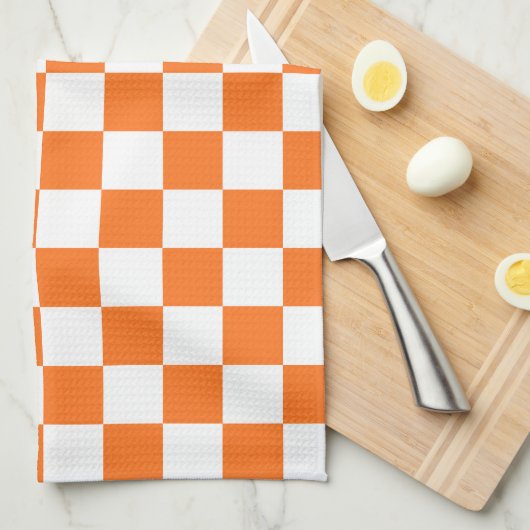 Linge De Cuisine Damier saumon visuel classique (Quart Plié)