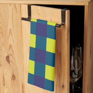Linge De Cuisine Damier Vert Bleu Marine