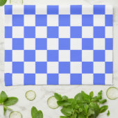 Linge De Cuisine Damier visuel saphir classique (Plié)