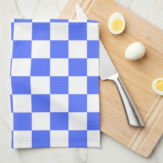 Linge De Cuisine Damier visuel saphir classique (Quart Plié)