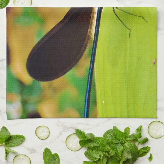 Linge De Cuisine Damselfly et Rose (Plié)