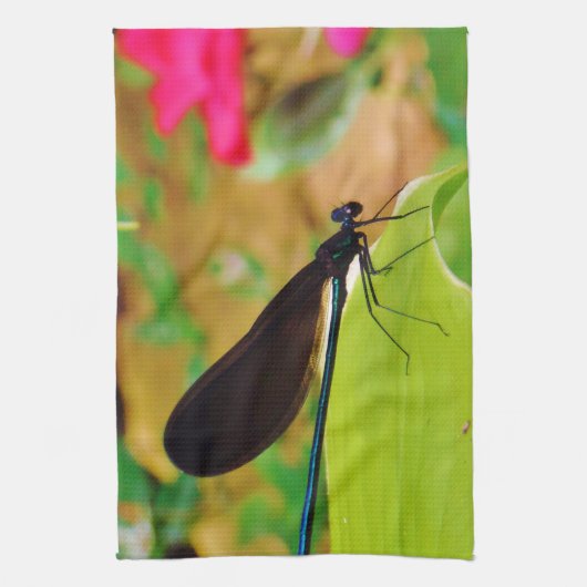 Linge De Cuisine Damselfly et Rose (Vertical)